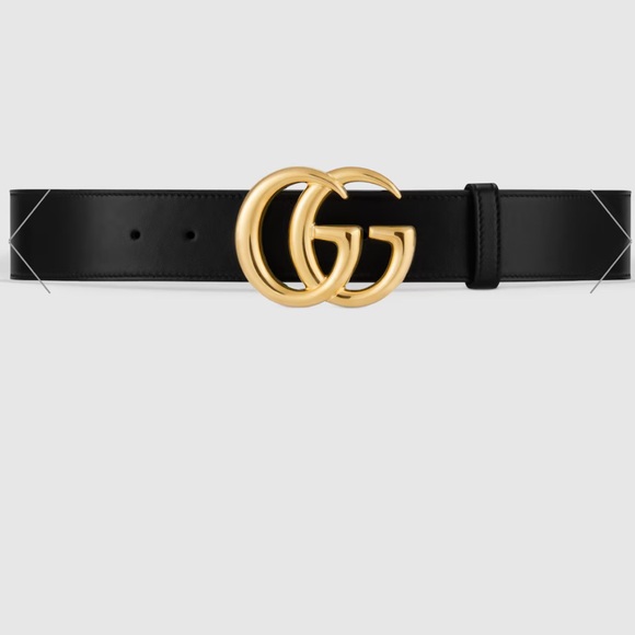 GG MARMONT LEATHER BELT WITH SHINY BUCKLE - Picture 1 of 14